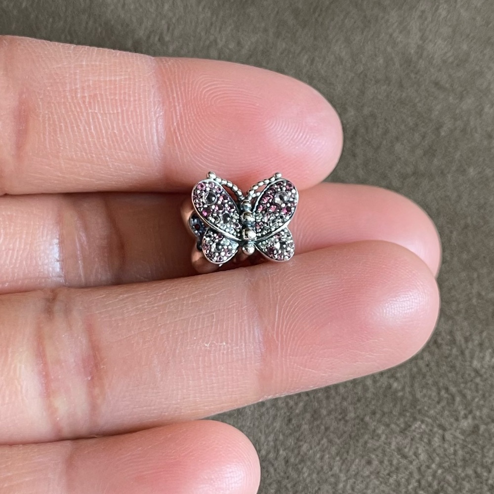 Authentic Pandora Slider Tennis Bracelet w/ 3 Pandora Charms EUC - Picture 5 of 16